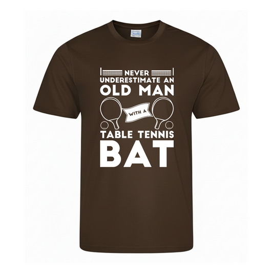 Never Underestimate an Old Man Playing Table Tennis Tee